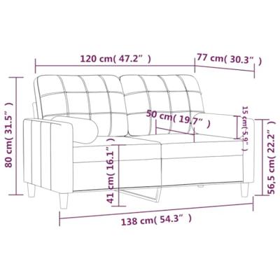 Tweezitsbank met sierkussens 120 cm stof zwart
