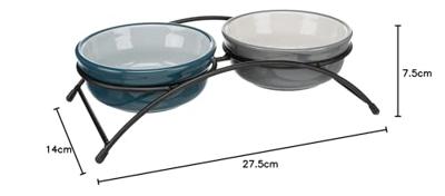 Voerbak voor honden Trixie Blauw Grijs Lichtgrijs Keramisch Ø 13 cm 2 x 250 ml (2 Stuks)