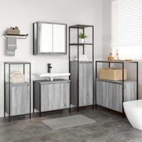 Badkamermeubelset 5 pcs Grijs Sonoma en Zwart Bewerkt hout - thumbnail