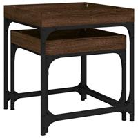 Bijzettafels 2 st bewerkt hout bruineikenkleurig - thumbnail