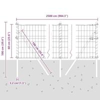 VidaXL Hek met paal grijs 0,6 x 25 m staal en pvc - thumbnail