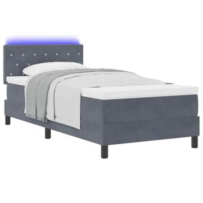 Boxspringbed met matras en LED fluweel donkergrijs 90x190 cm