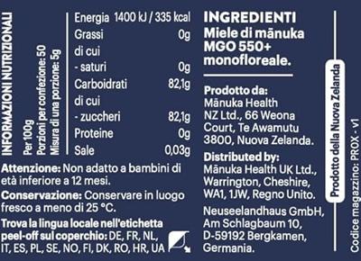 Manuka health Honing MGO 550+ - thumbnail