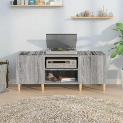 Platenkast 121x38x48 cm bewerkt hout grijs sonoma eikenkleurig - thumbnail