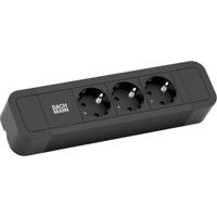 BACHMANN PRIMO2 stekkerdoos 3x geaard contact, aluminium, zwart, 2 m - thumbnail