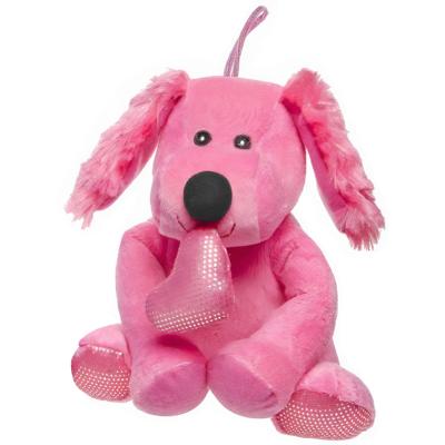 LG Imports knuffelhond Valentijnsdag meisjes 17 cm pluche roze