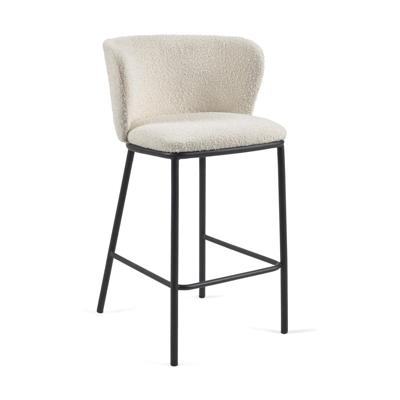 Kave Home Barstoel 'Ciselia' Bouclé (zithoogte 65cm), kleur Wit