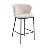 Kave Home Barstoel 'Ciselia' Bouclé (zithoogte 65cm), kleur Wit - thumbnail