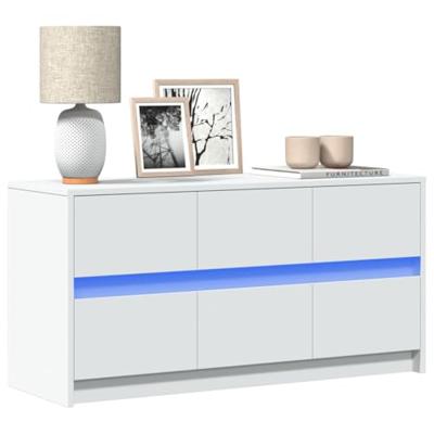 Tv-meubel met LED 100x34x50 cm bewerkt hout wit