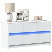 Tv-meubel met LED 100x34x50 cm bewerkt hout wit - thumbnail