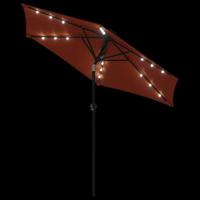 VidaXL Parasol met led&apos;s en stalen paal 225x225x212 cm terracotta - thumbnail