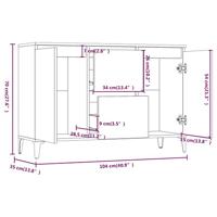 Dressoir 104x35x70 cm bewerkt hout bruin eikenkleur - thumbnail