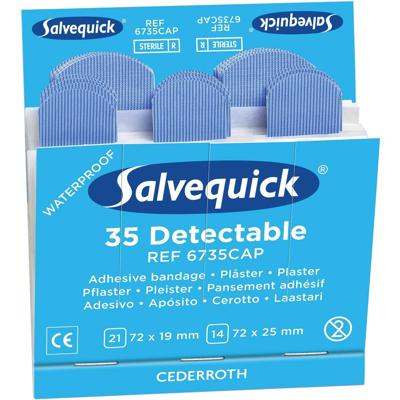 Salvequick navulling voor pleisterautomaat, 35 blauwe pleisters per navulling, pak van 6 navullingen Salvequick navulling voor pleisterautomaat, 35 blauwe pleisters per navulling, pak van 6 navullingen