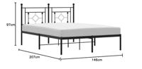 Bedframe met hoofdbord metaal zwart 140x200 cm - thumbnail