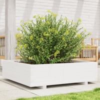 VidaXL Plantenbak 90x90x26,5 cm massief grenenhout wit - thumbnail