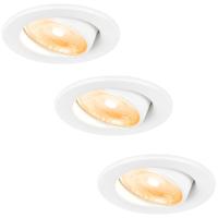 Set van 3 Malta LED inbouwspots - 5 Watt 480 lumen - Dim to warm - Rond - Kantelbaar - IP44 waterdicht - Wit - Incl. Quick Connector box - thumbnail
