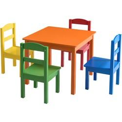 Decopatent® Kindertafel met stoeltjes van hout - 1 tafel en 4 stoelen voor kinderen - Kleurtafel - Speeltafel - Zitgroep Set