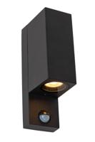 Lucide ZARO - Wandspot / Wandlamp Binnen/Buiten - 2xGU10 - IP65 - Beweging & dag/nacht sensor (uitschakelbaar) - Zwart - thumbnail