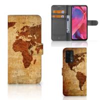 OPPO A54 5G | A74 5G | A93 5G | Flip Cover | Wereldkaart - thumbnail