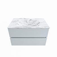 MONDIAZ VICA-DLUX 80cm badmeubel onderkast Clay 2 lades. Inbouw wastafel CLOUD midden 1 kraangat, kleur Glace. - thumbnail