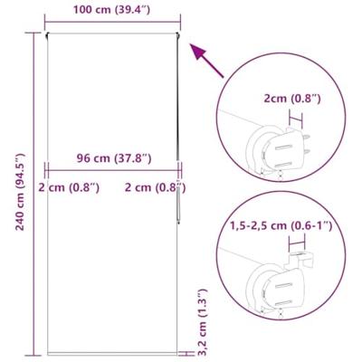 Doucherolgordijn 100x240 cm stofbreedte 96 cm