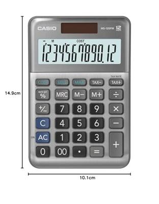 Casio MS-120FM Bureaurekenmachine Grijs Aantal displayposities: 12 werkt op batterijen, werkt op zonne-energie (b x h x d) 101 x 148.5 x 27.6 mm Casio MS-120FM Bureaurekenmachine Grijs Aantal displayposities: 12 werkt op batterijen, werkt op zonne-energie (b x h x d) 101 x 148.5 x 27.6 mm