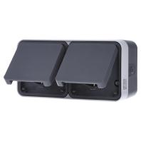 Berker 47753525 W.1 (opbouw) Wandcontactdoos dubbel spatwaterdicht Grijs, Lichtgrijs 1 stuk(s) - thumbnail