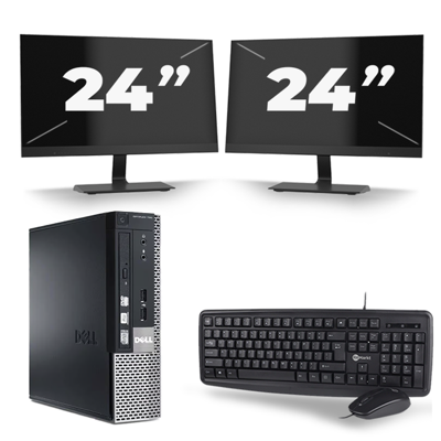 Dell Optiplex 790 USFF - Intel Core i5-2e Generatie - 8GB RAM - 256GB SSD - Windows 10 + 2x 24 inch Monitor