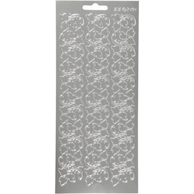 Creativ Company Stickers, bladeren, vel 10x23 cm, zilver, 1 vel