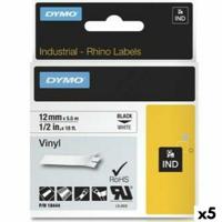Gelamineerde Tape voor Labelmakers Rhino Dymo ID1-12 12 x 5,5 mm Zwart Wit Lijmen Zelfklevend (5 Stuks) - thumbnail