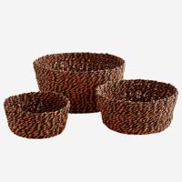 Madam Stoltz mand set van 3 wicker paper zwart 24 x 10,5 - thumbnail