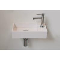 INK Versus Fontein - 36x18x9cm - wasbak links - 1 kraangat - polystone wit glans 3404130 - thumbnail