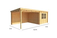 Blokhut, tuinhuisje met overkapping Els-Elena 650 cm bij 300 cm diep lessenaarsdak Warentuin Collection - Warentuin collection - thumbnail