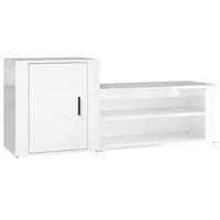 VidaXL Schoenenkast 130x35x54 cm bewerkt hout hoogglans wit - thumbnail
