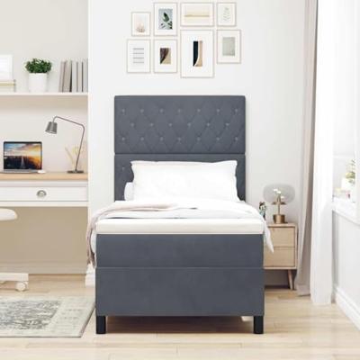 Boxspringbed met matras fluweel donkergrijs 100x200 cm