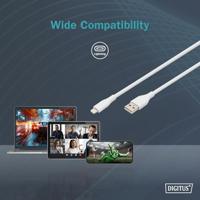 Digitus USB-laadkabel USB 2.0 USB-A stekker, Apple Lightning stekker 2.00 m Wit Flexibel, Zeer flexibel, Met USB, Silicone, Uitstekende - thumbnail