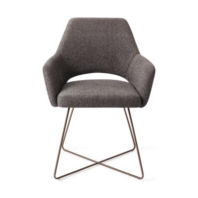 Jesper Home Eetkamerstoel 'Yanai' Cross Rose Gold, kleur Amazing Grey