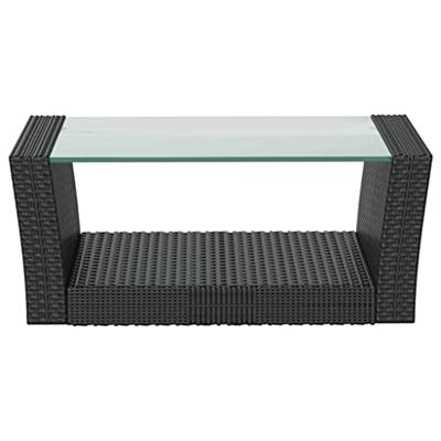16-delige Loungeset met kussens poly rattan zwart