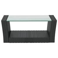 16-delige Loungeset met kussens poly rattan zwart - thumbnail