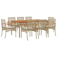 9-delige Tuinset met kussens poly rattan beige - thumbnail