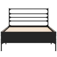 Bedframe bewerkt hout en metaal zwart 75x190 cm - thumbnail