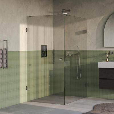 Brauer Void - Carving Douchecabine met Draaideur - Helder Glas - 90x140x200 cm - incl. Glascoating - PVD RVS-Kleurig Geborsteld