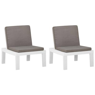 VidaXL Loungestoelen 2 st met kussens kunststof wit