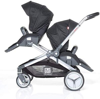 RODE KASTEEL Dubbele wandelwagen Evolutwin Black - thumbnail