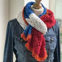 Haakpakket Mooie 1,5 meter sjaal Rood/wit/blauw - thumbnail