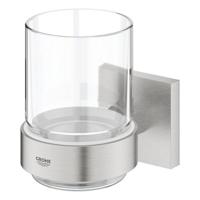 GROHE Start Cube Bekerhouder - 9.5x10.6x7.2cm - met glas - supersteel 41097dc0 - thumbnail