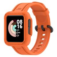 By Qubix - Siliconen sportband met case - Oranje - Xiaomi Redmi Watch 2 (Lite) - thumbnail