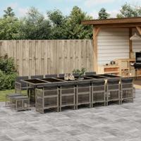 17-delige Tuinset met kussens poly rattan grijs - thumbnail
