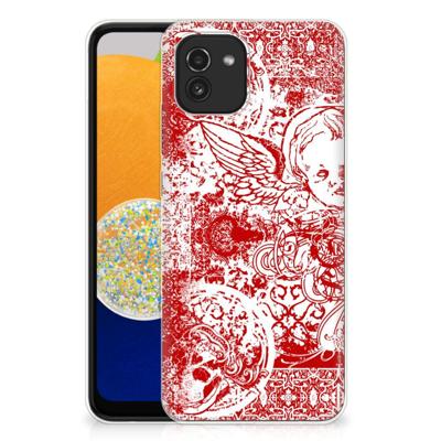 Silicone Back Case Samsung Galaxy A03 Angel Skull Rood