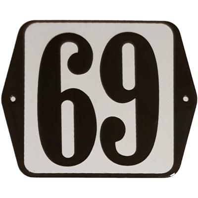 Huisnummer naambordje standaard 15x12 cm nummer 69 - Warentuin mix